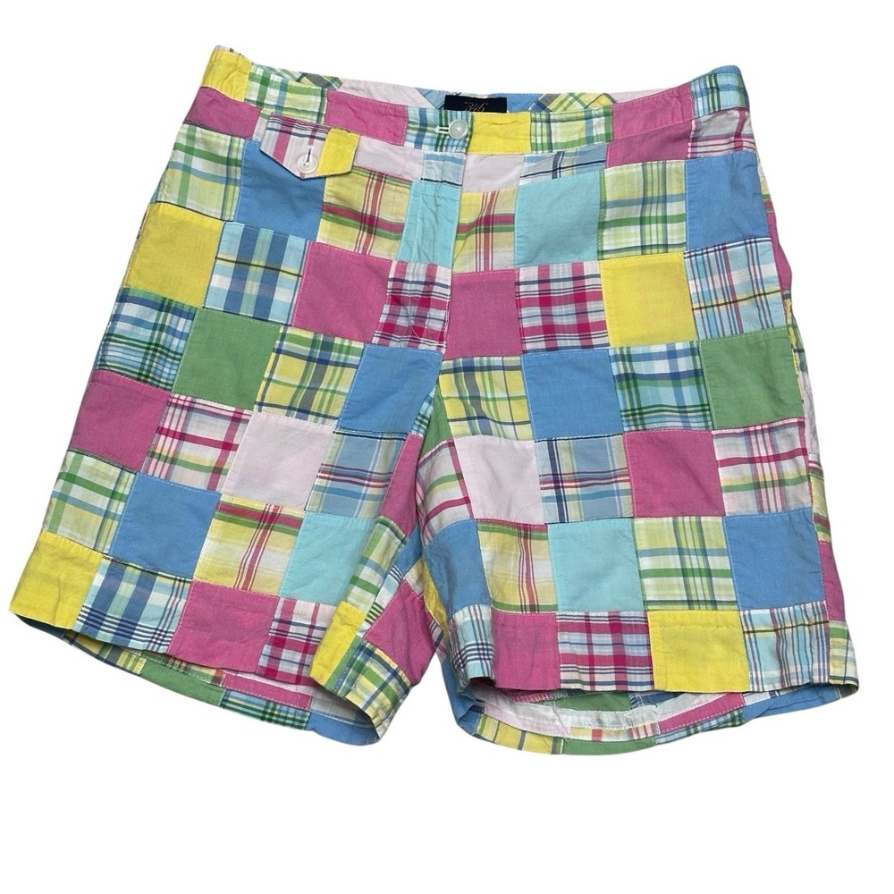 Womens Brooks Brothers 346 Pink Patchwork Madras Shorts Size 8 Cotton Preppy - Picture 9 of 9